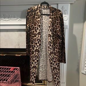 Leopard Print Open Front Cardigan